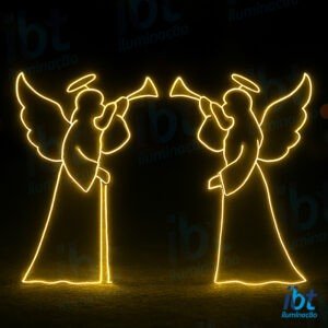 Figura Natalina Luminosa para Fachada e Jardim - Presépio - Anjos