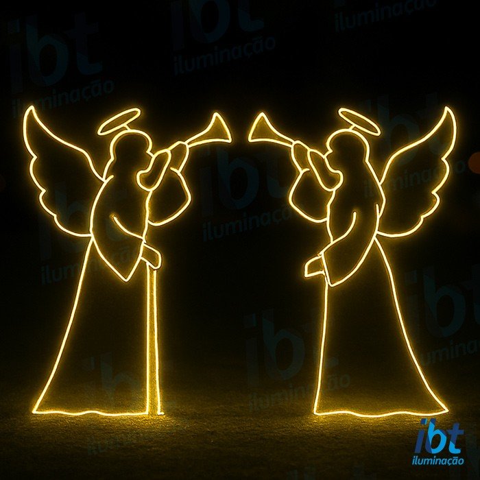 figura luminosa anjos trombetas presepio ibt iluminacao para fachada piso e jardim