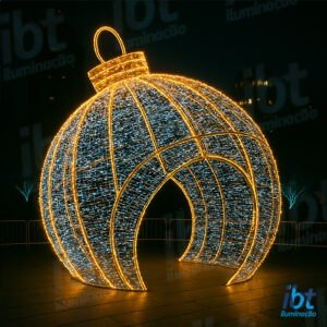 Figura Natalina Luminosa para Piso e Jardim - Bola de Natal 3D c/ passagem
