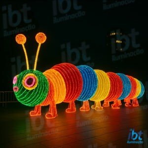 Figura Natalina Luminosa para Piso e Jardim - Centopéia Colorida 3D