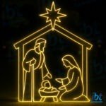 Figura Natalina Luminosa para Fachada e Jardim - Presépio - Sagrada Família