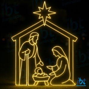 Figura Natalina Luminosa para Fachada e Jardim - Presépio - Sagrada Família