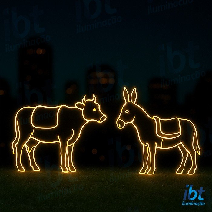 figura luminosa natal vaca burrinho presepio ibt iluminacao para fachada piso e jardim