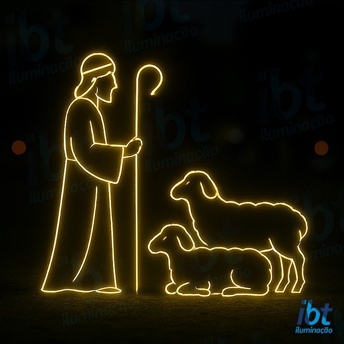 figura luminosa pastor ovelhas presepio ibt iluminacao para fachada piso e jardim